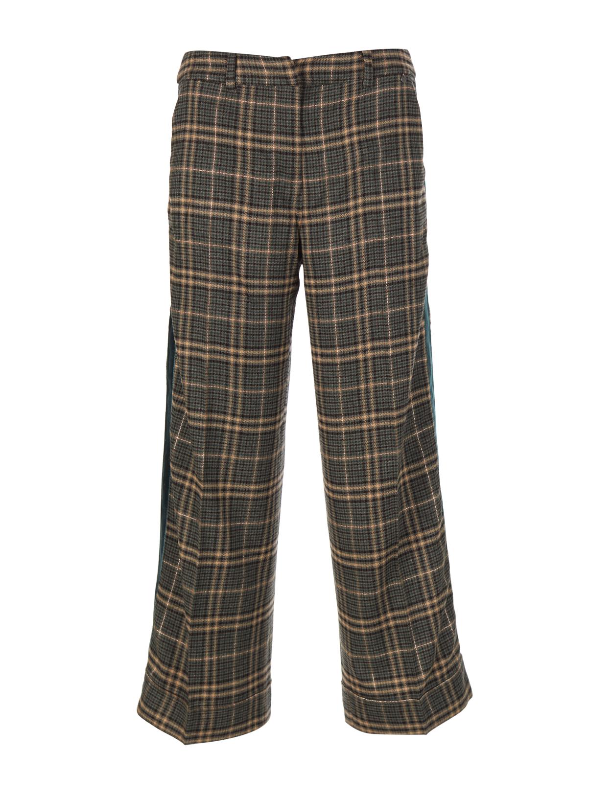 Wide Checkered Pants In Green - Vert