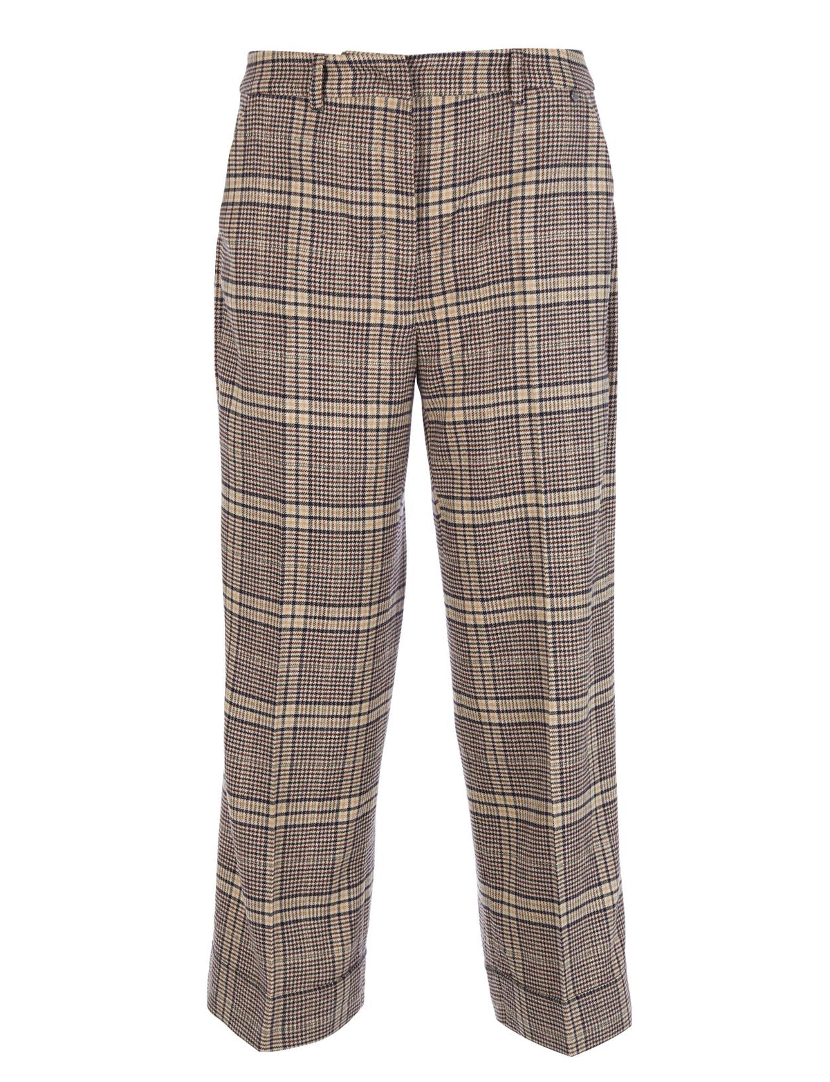 Wide Checkered Pants In Brown - Marron