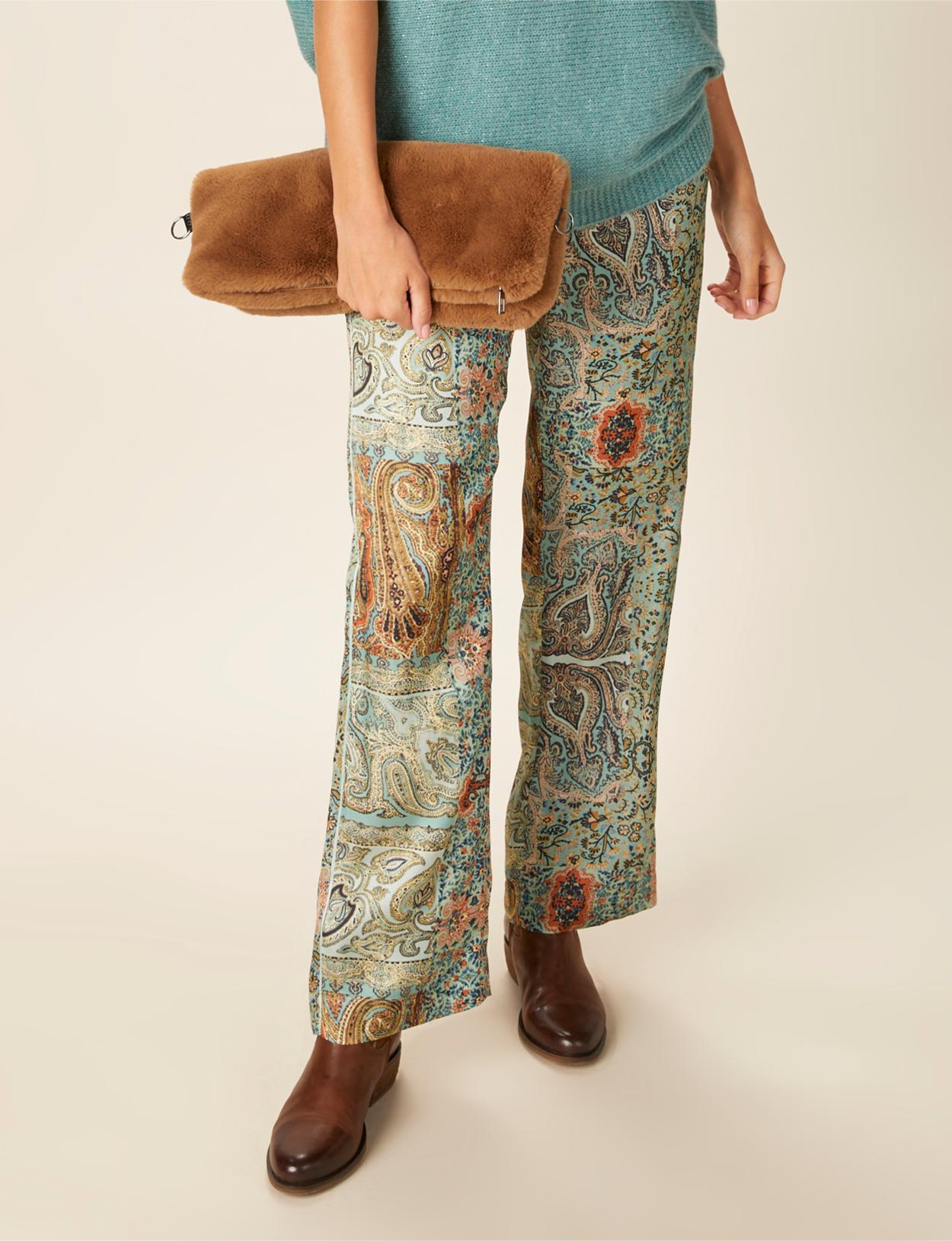 Straight Viscose Pants In Multi - Multi