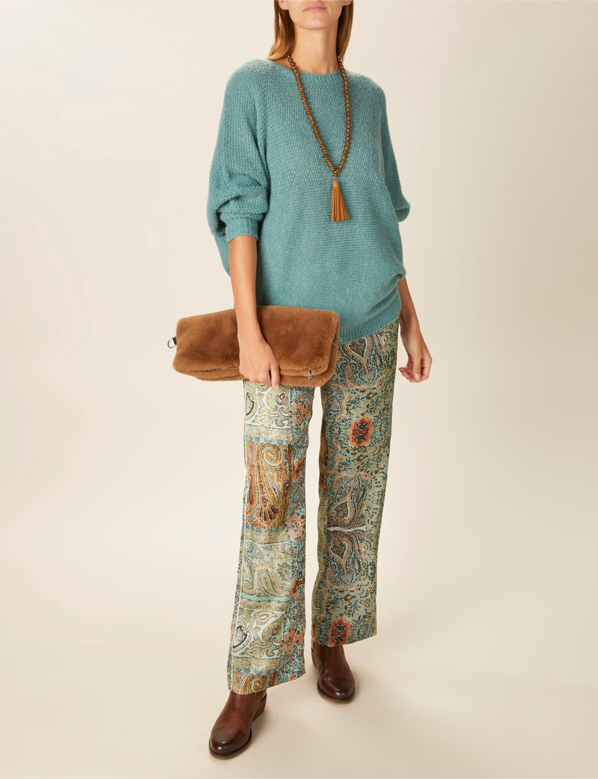 Straight Viscose Pants In Multi - Multi