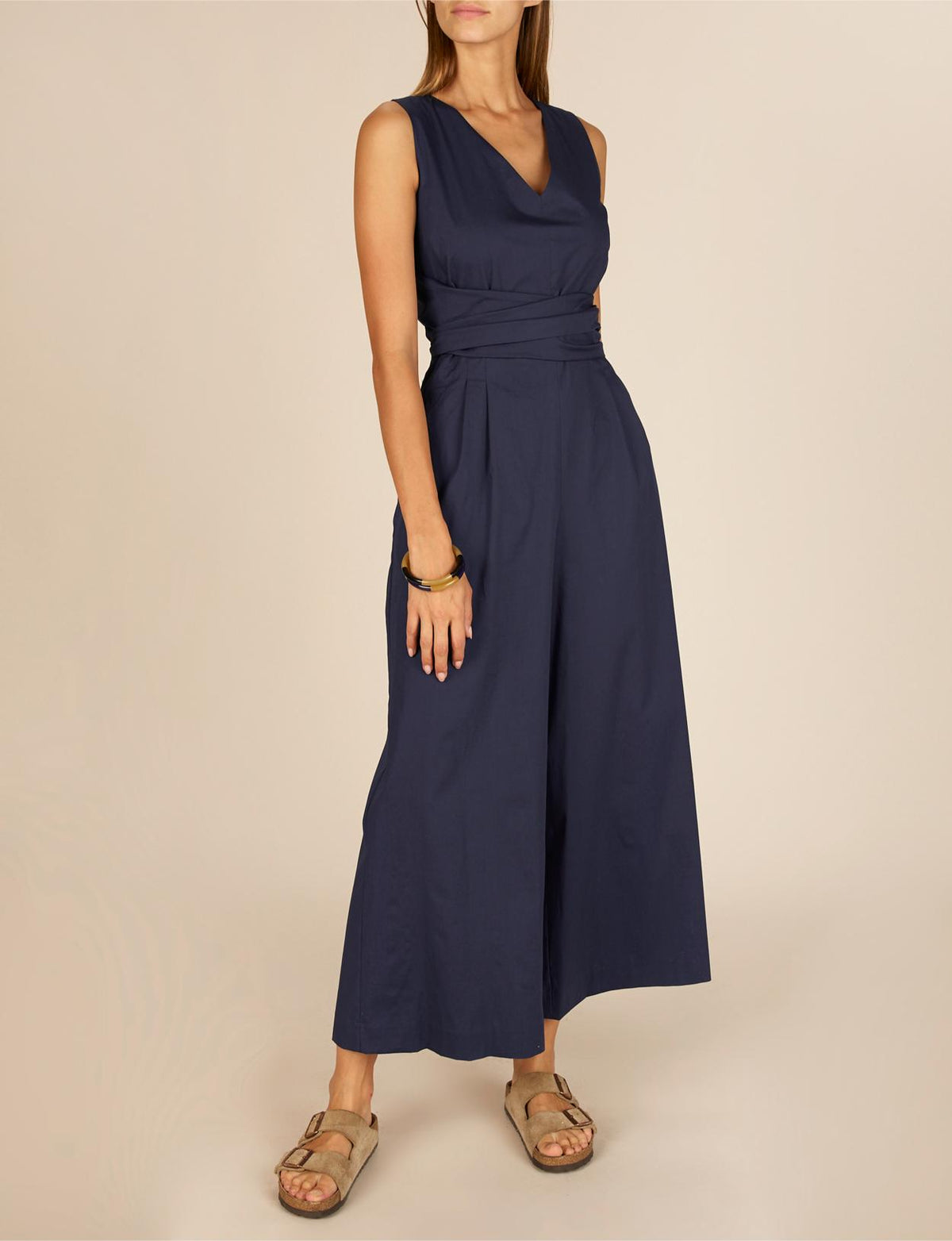 Cotton Jumpsuit In Blue - Bleu
