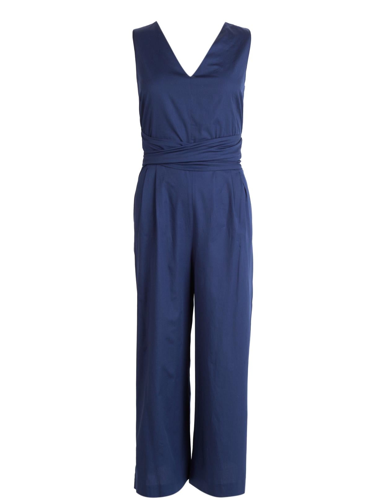 Cotton Jumpsuit In Blue - Bleu