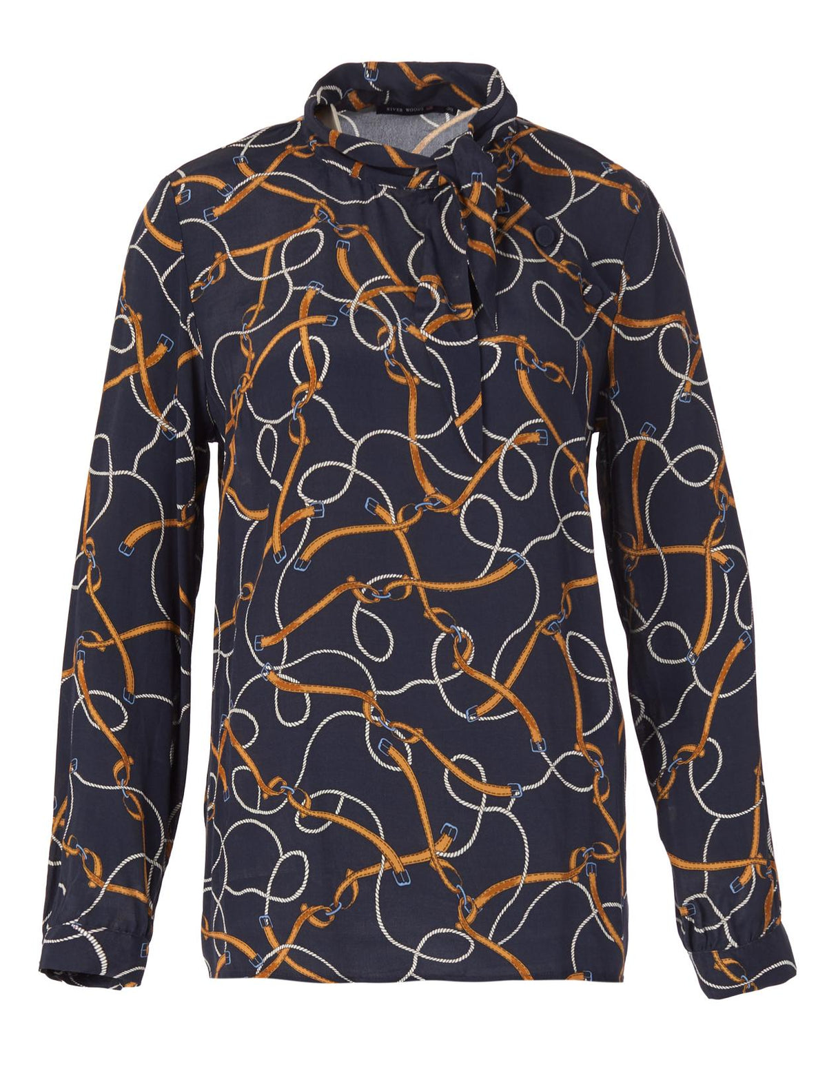 Viscose Scarf Shirt In Blue - Bleu