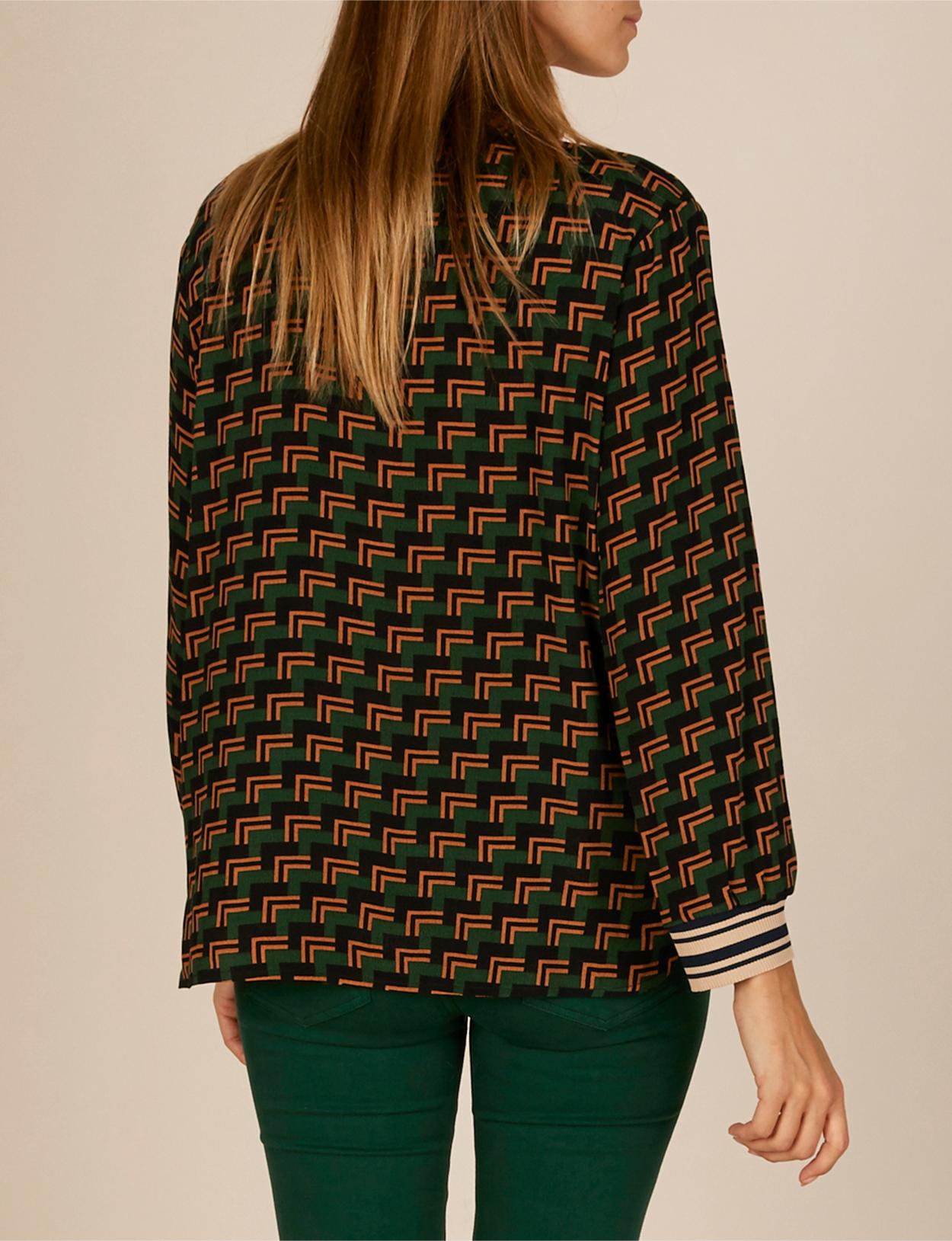Patterned Popover Shirt In Green - Vert