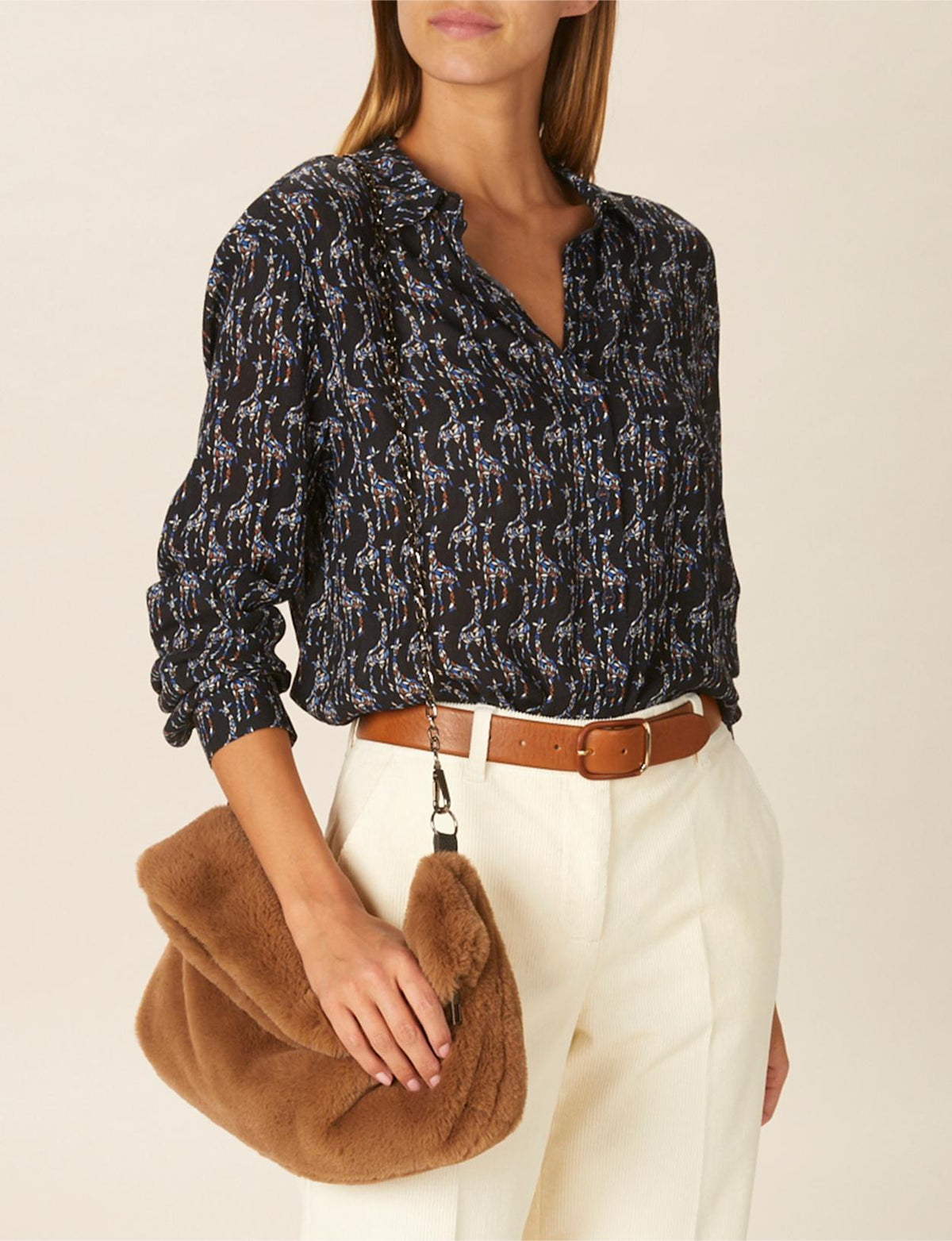 Oversized Shirt With Chest Pocket In Blue - Bleu