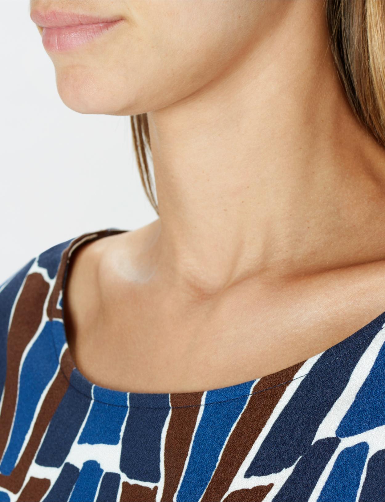 Viscose Balloon Sleeve Shirt In Blue - Bleu