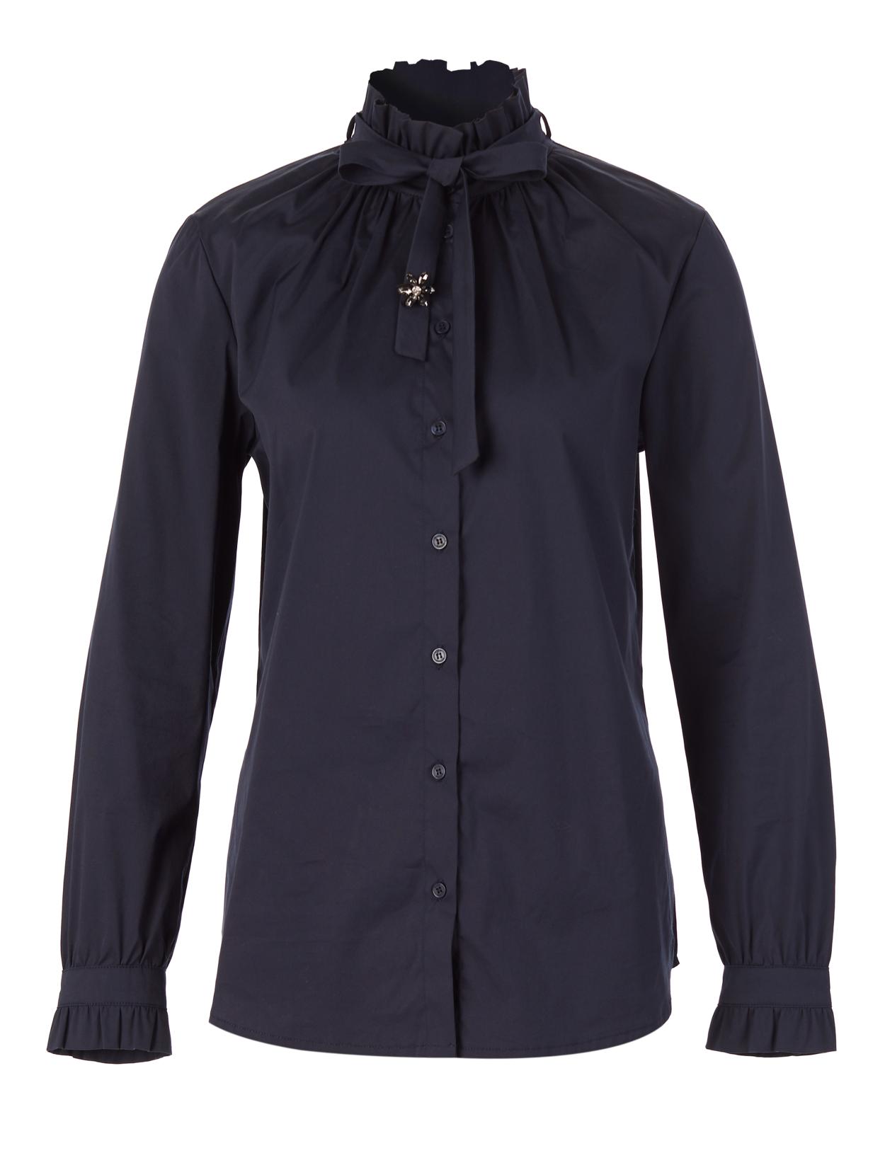 Cotton Bow Tie Shirt In Blue - Bleu