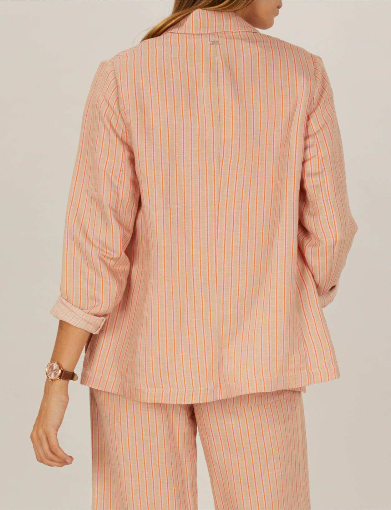 Light Striped Blazer In Brown - Brown