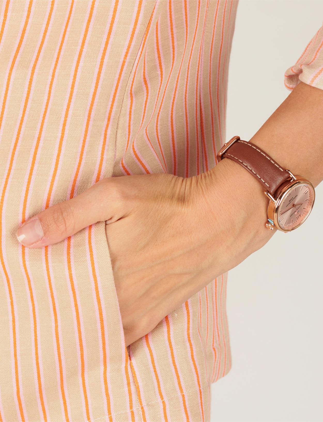 Light Striped Blazer In Brown - W