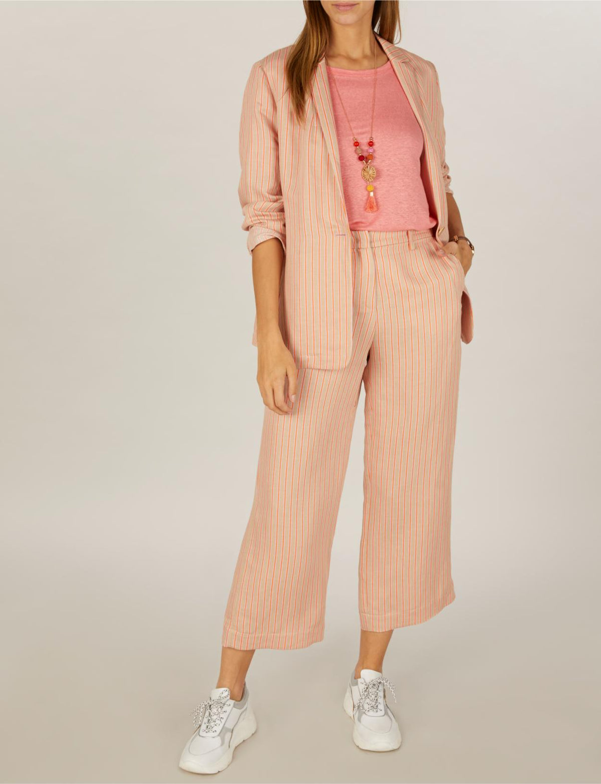 Light Striped Blazer In Brown - Brown