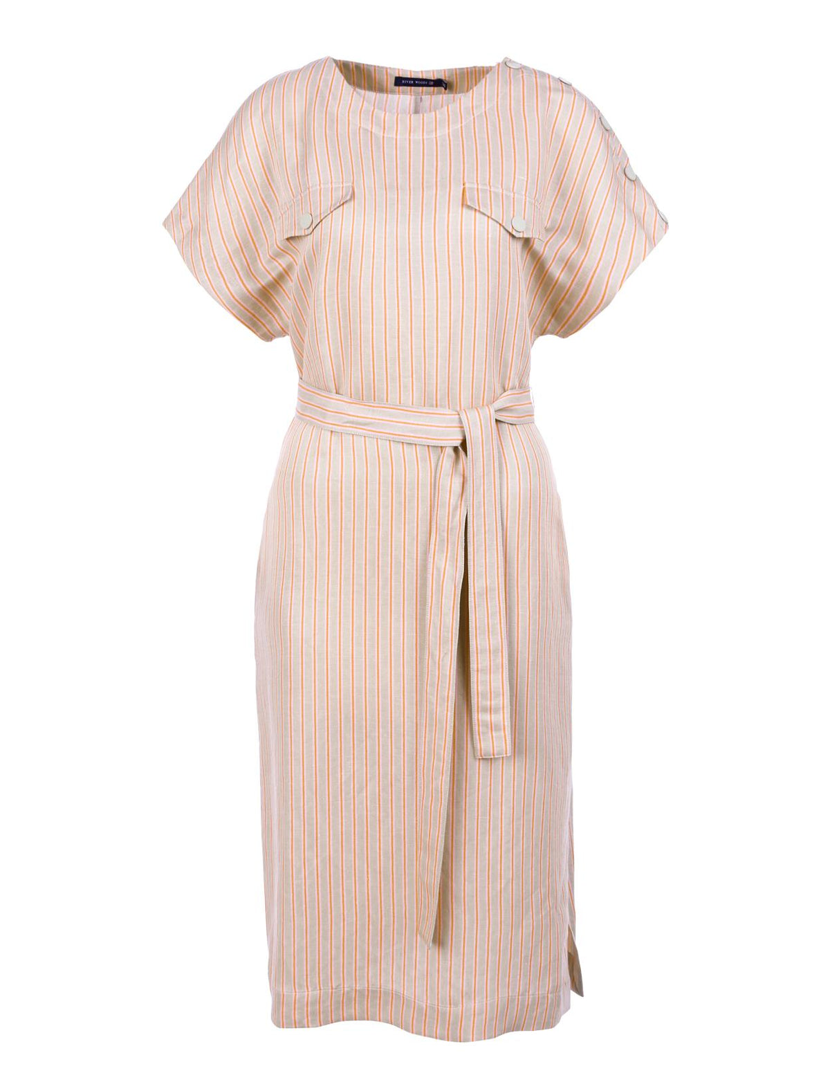 Dress With Shoulder Buttons In Brown - Brown