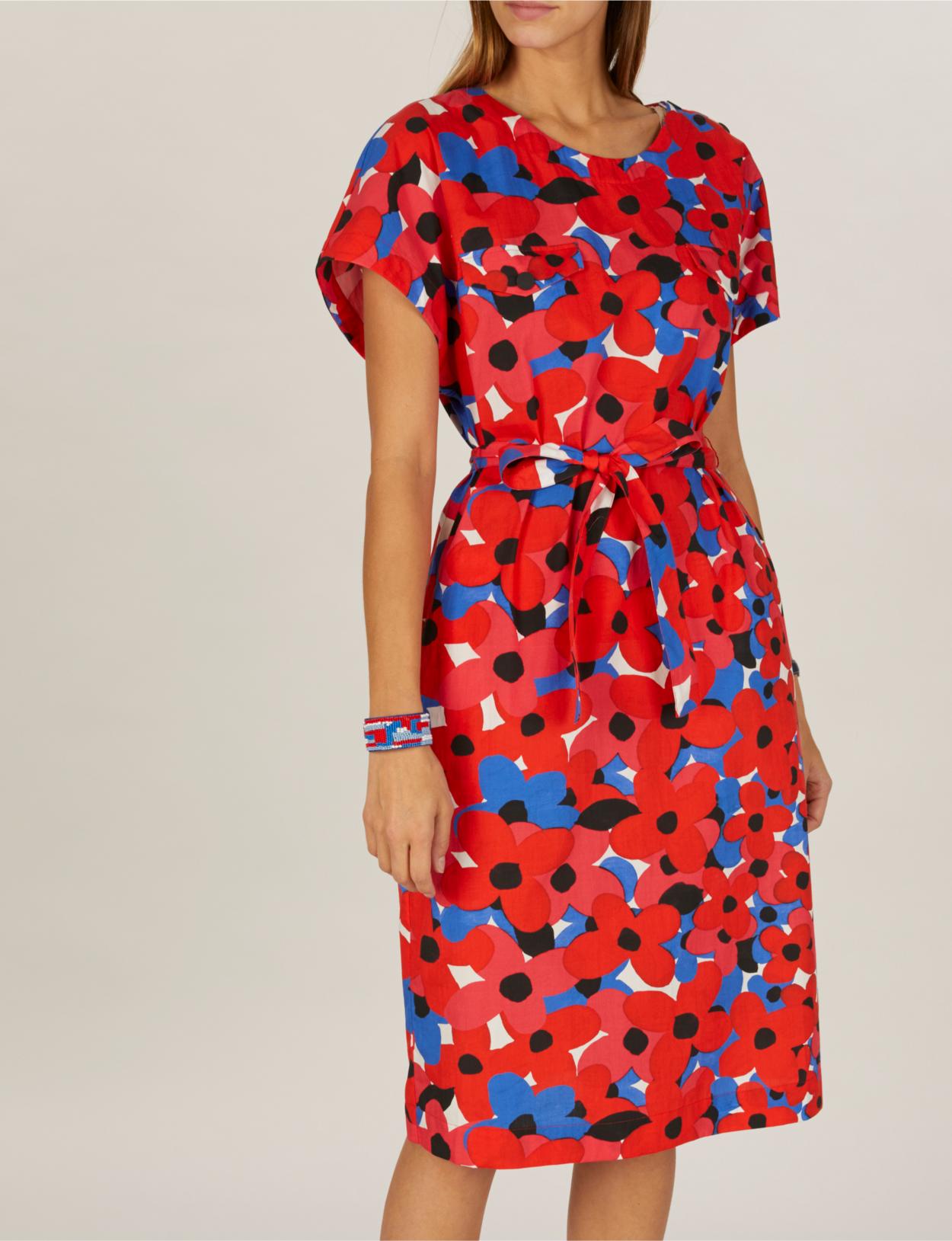 Dress With Shoulder Buttons In Red - Rouge