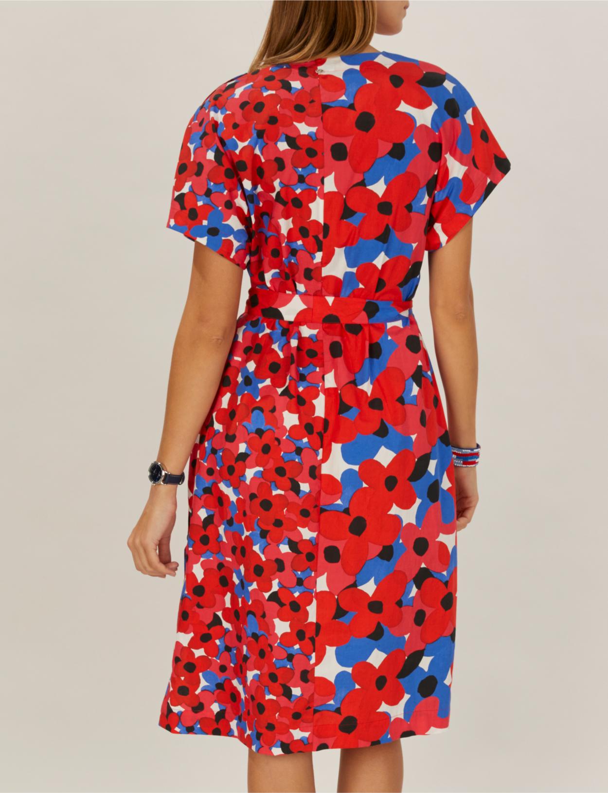 Dress With Shoulder Buttons In Red - Rouge