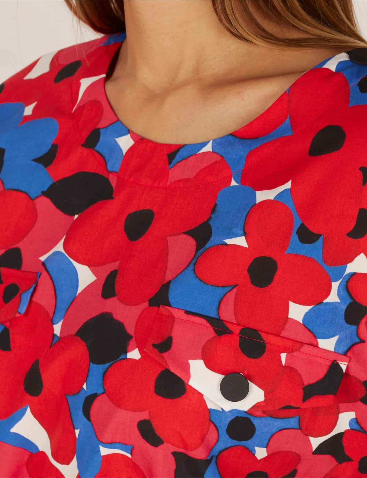 Dress With Shoulder Buttons In Red - Rouge