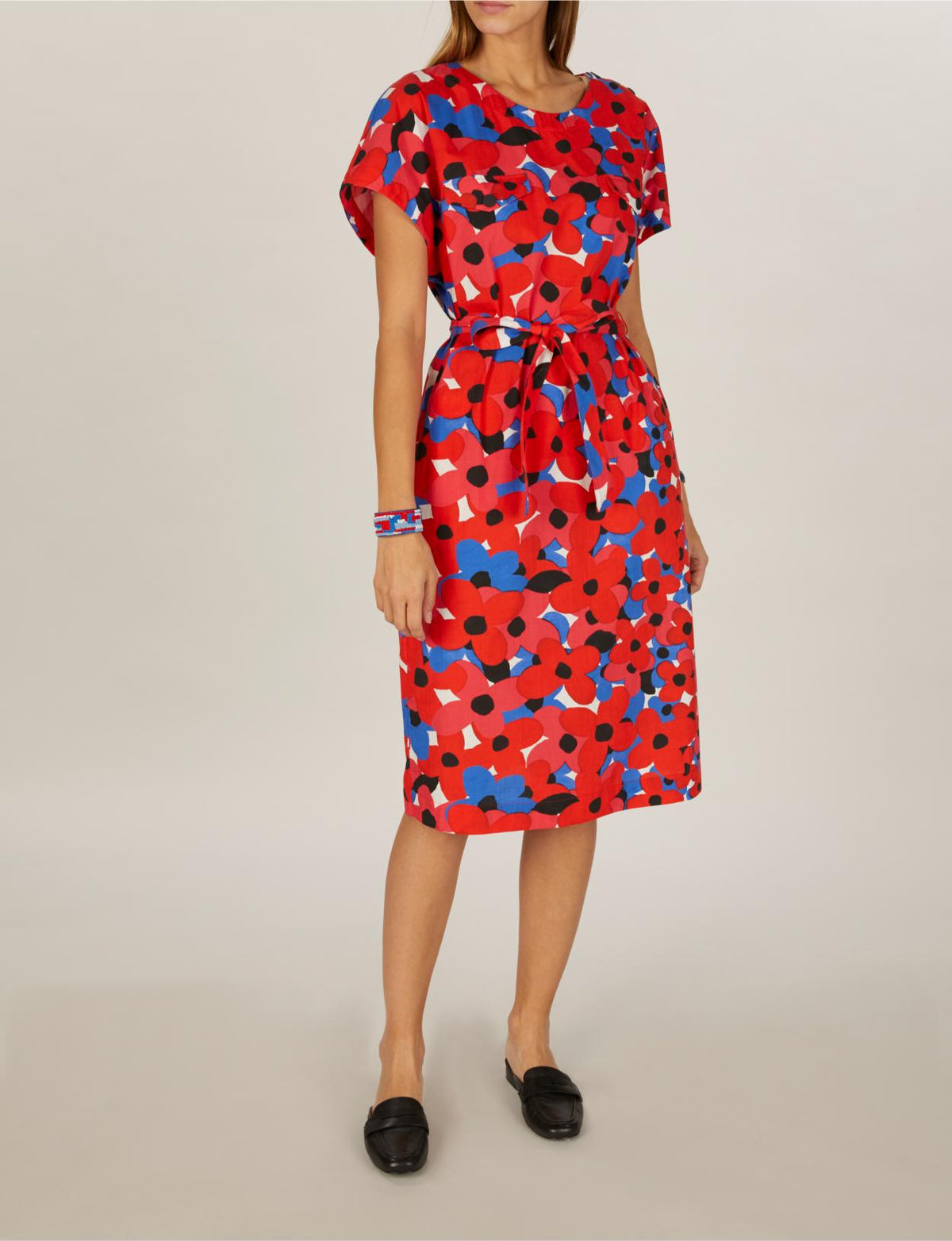 Dress With Shoulder Buttons In Red - Rouge