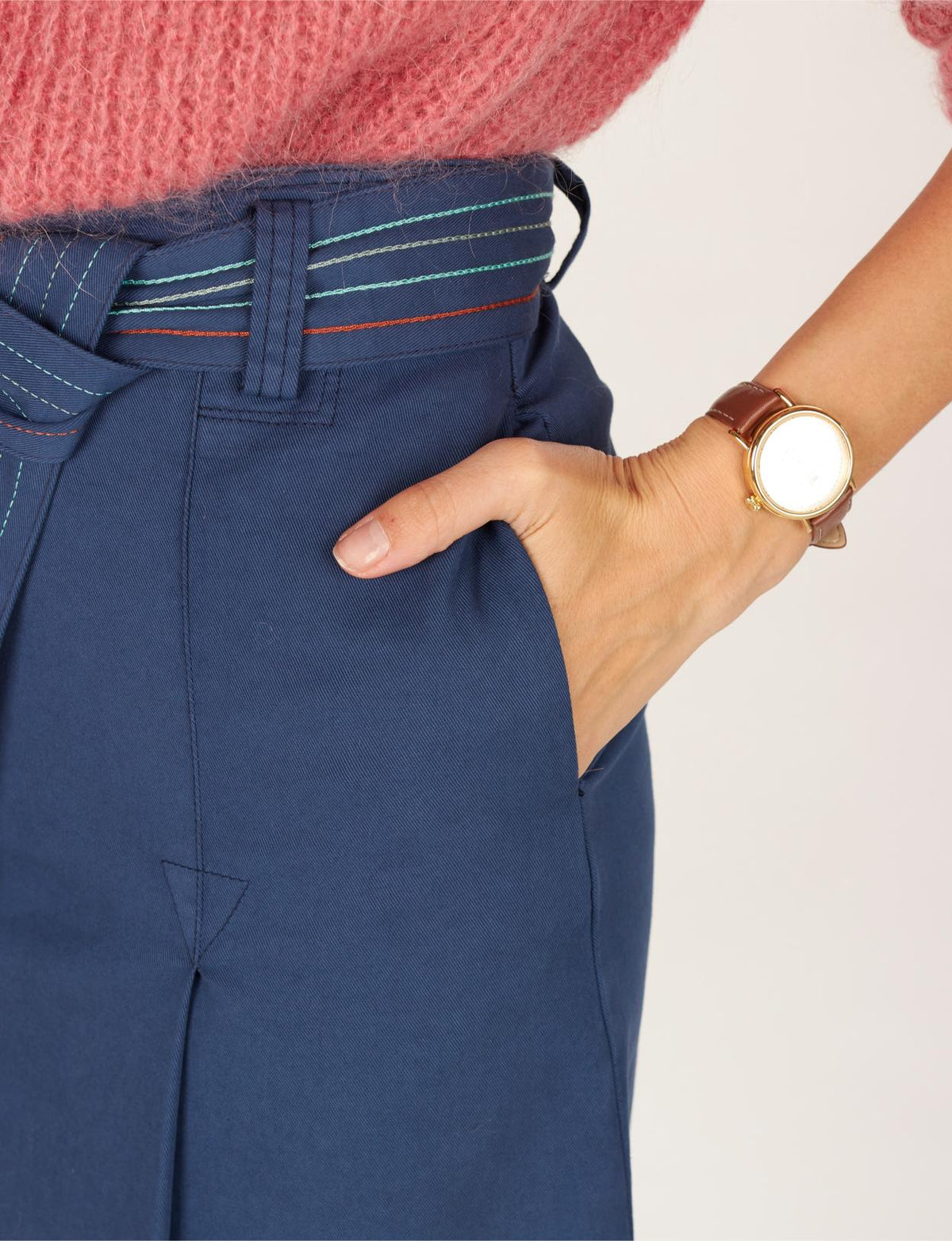 Jupe midi taille haute bleue
