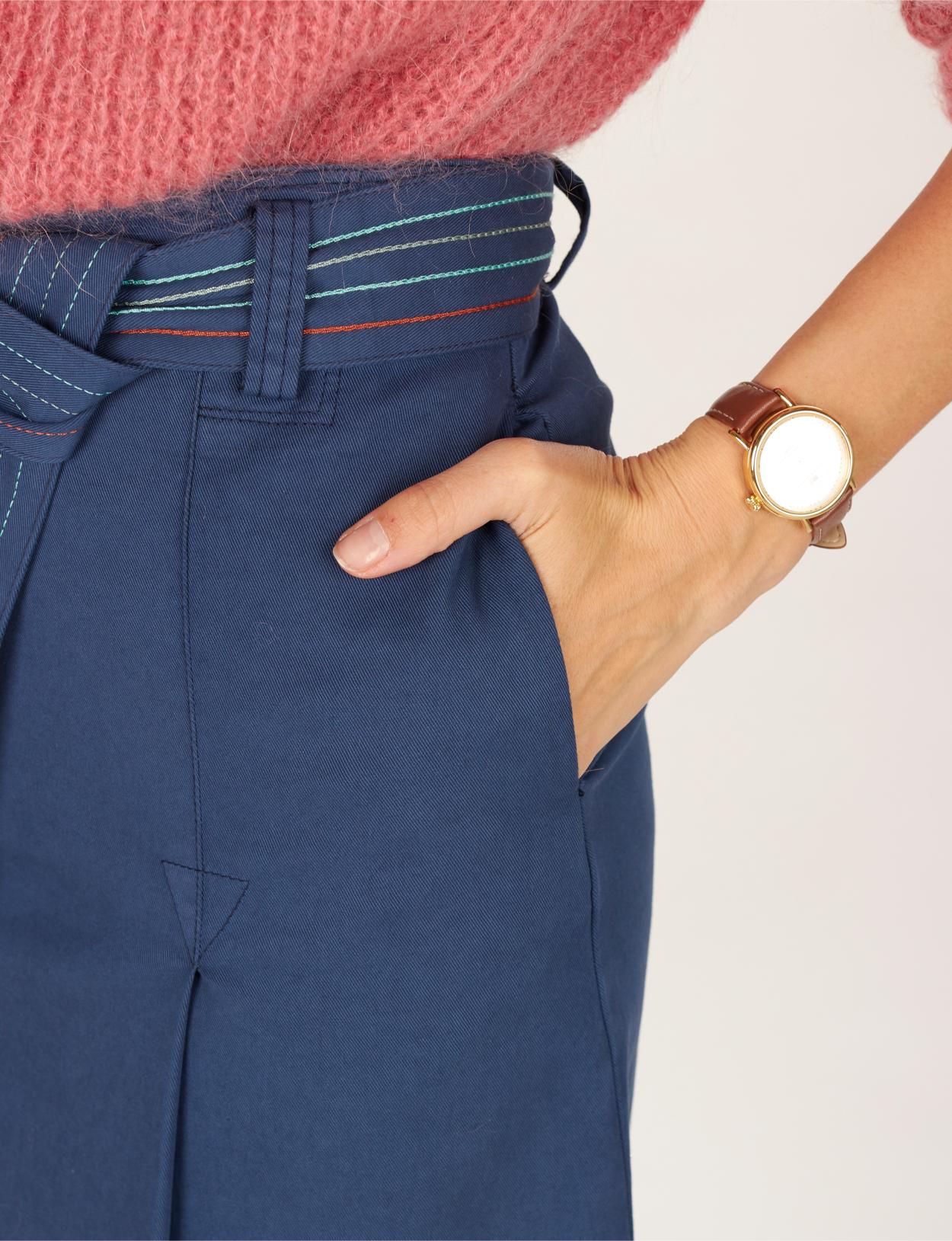 Jupe midi taille haute bleue