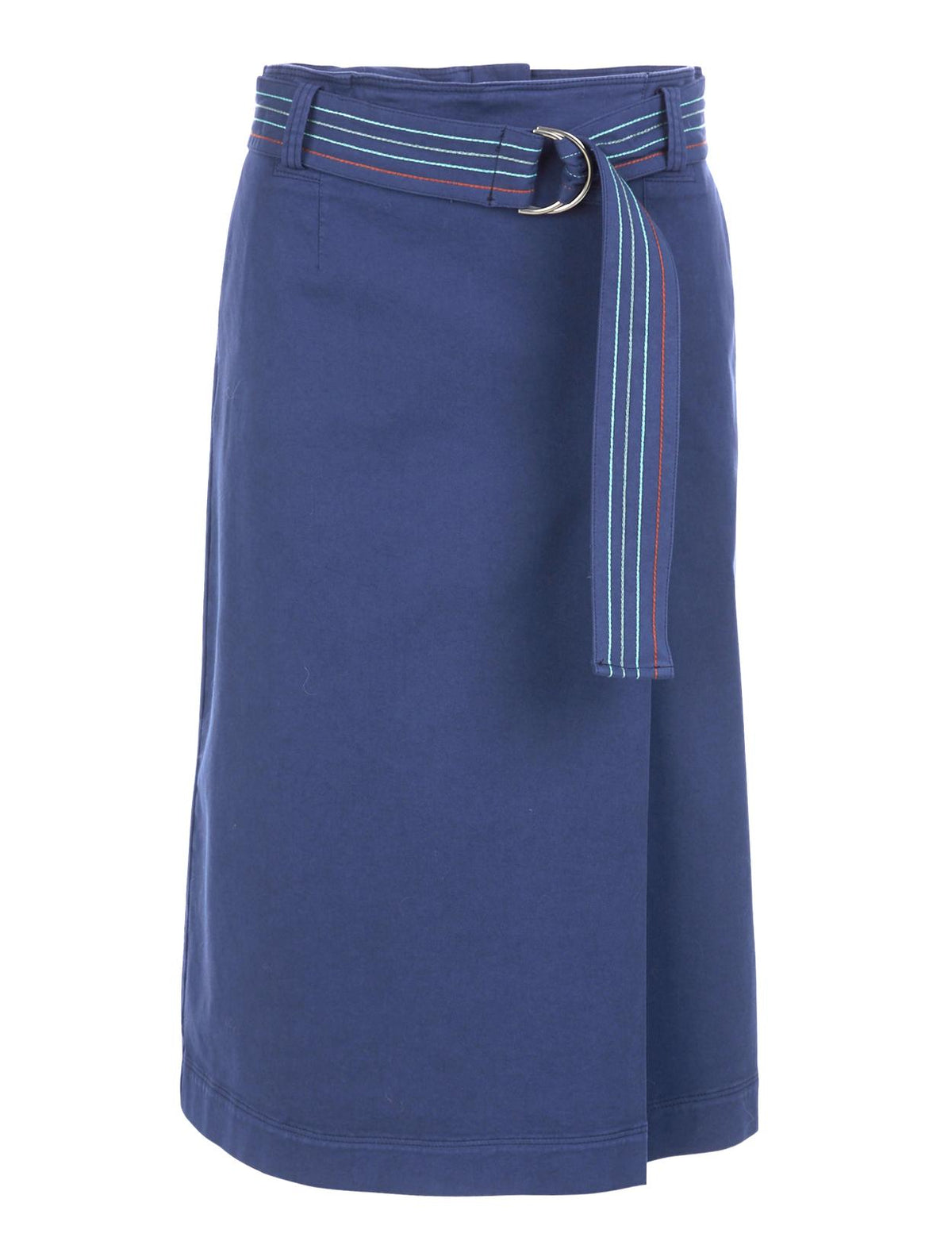 Jupe midi taille haute bleue