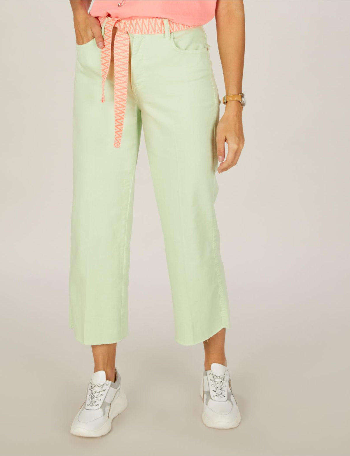 Wide Cotton Pants In Green - Vert