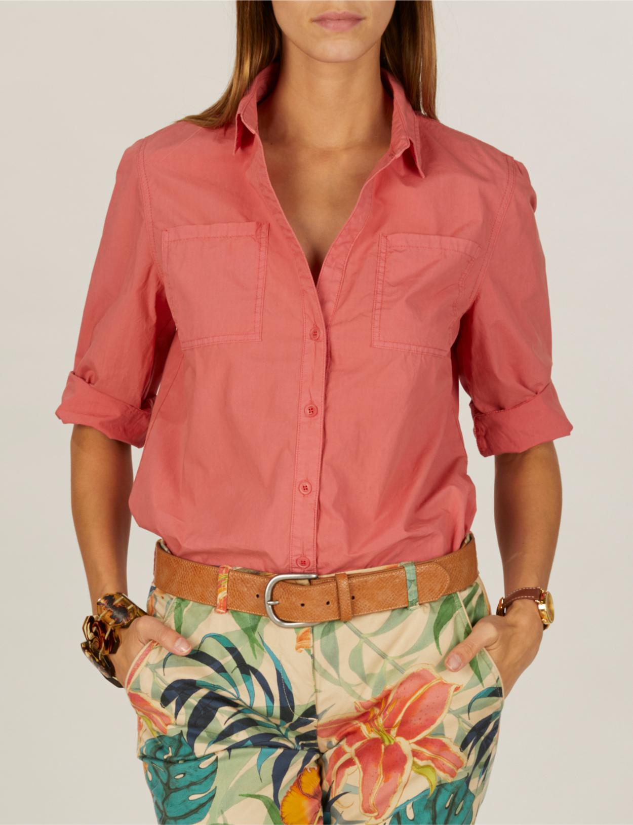 Shirt With Chest Pockets In Pink - Rose