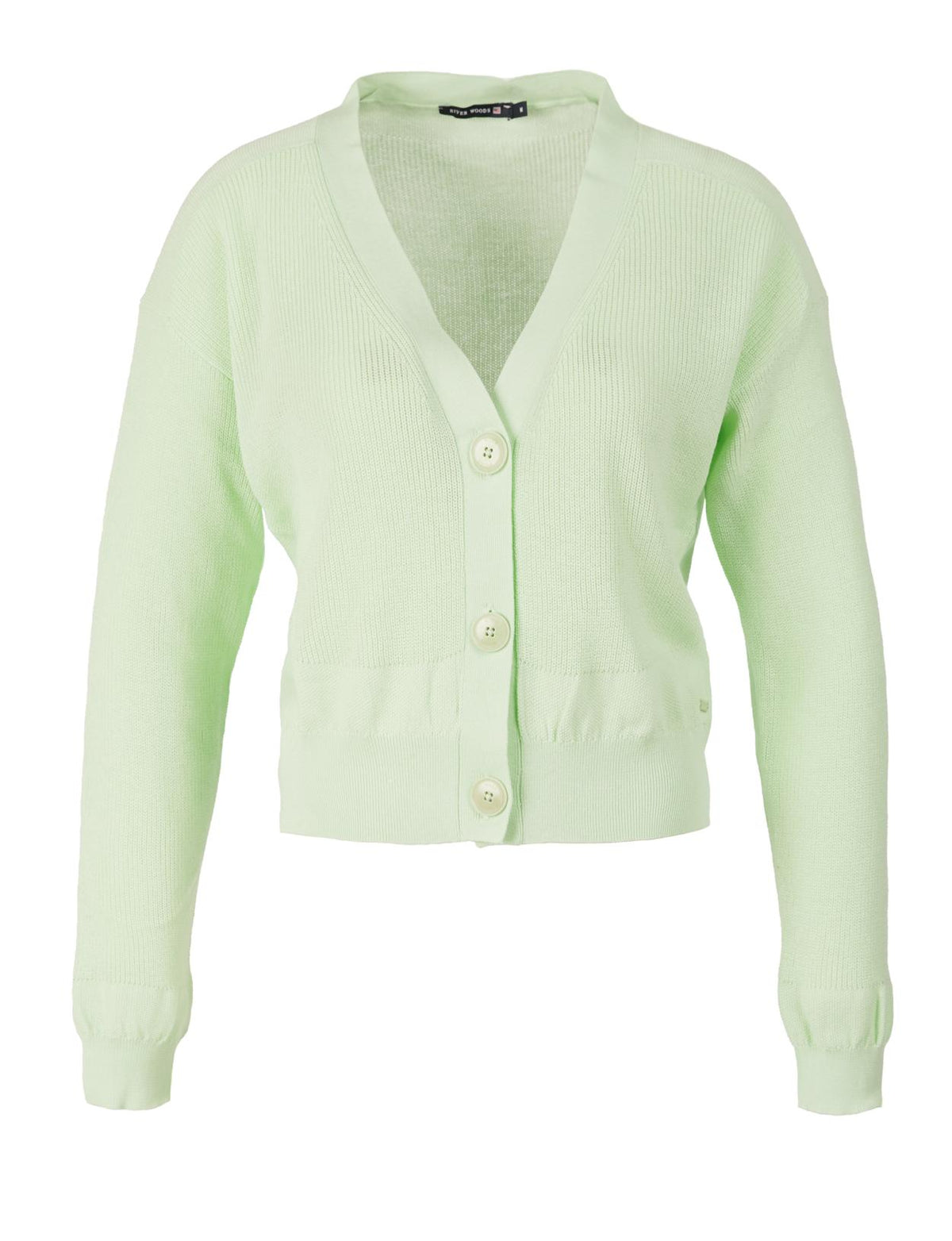 Short V-Neck Cardigan In Green - Vert