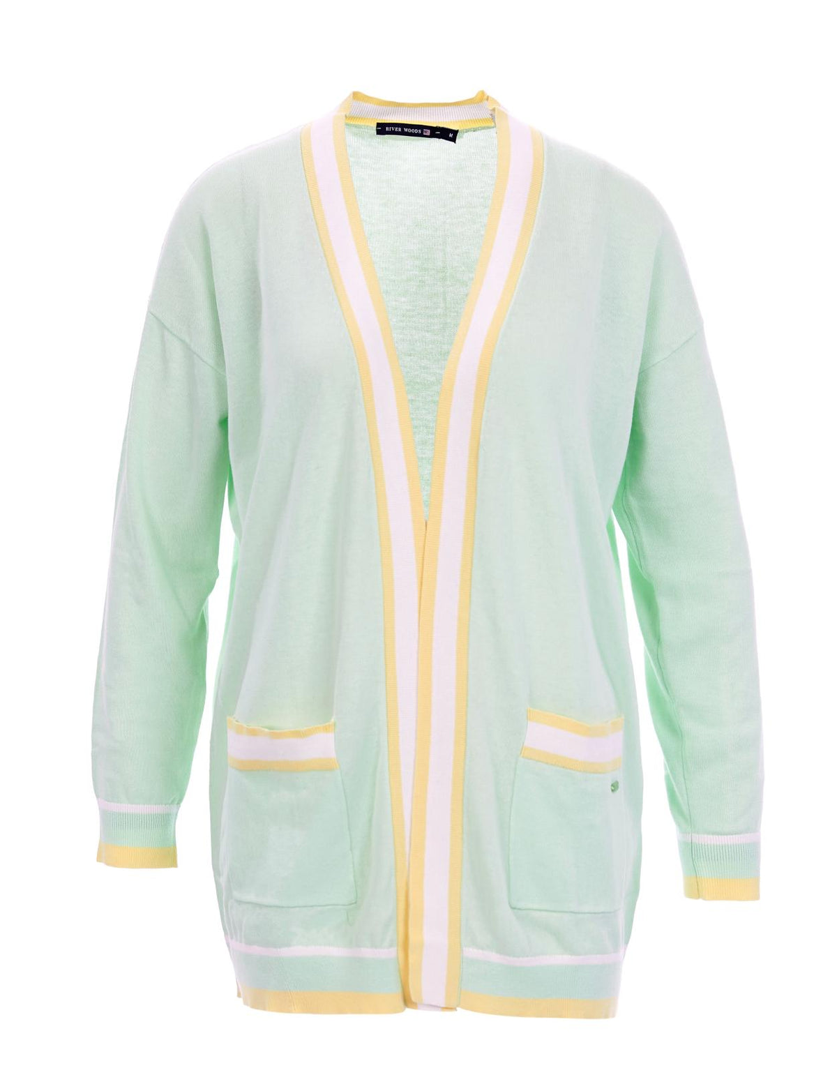 Tricolored Cardigan In Green - Vert