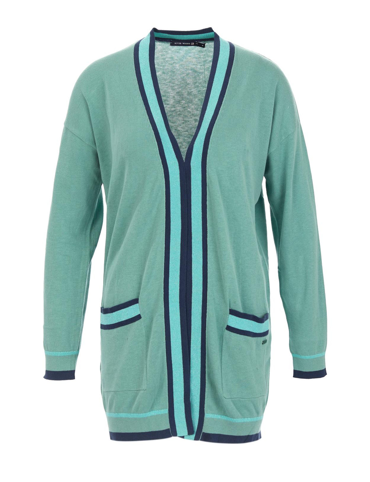 Tricolored Cardigan In Green - Vert