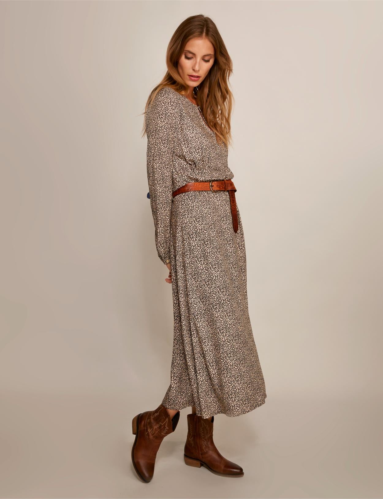 A-Line Viscose Dress In Multi - Multi