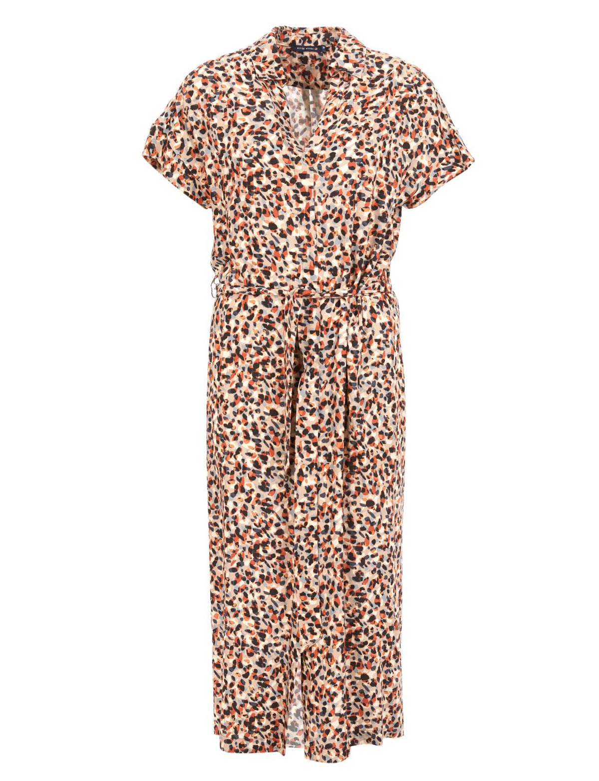 Short Sleeve Viscose Dress In Multi - Multi