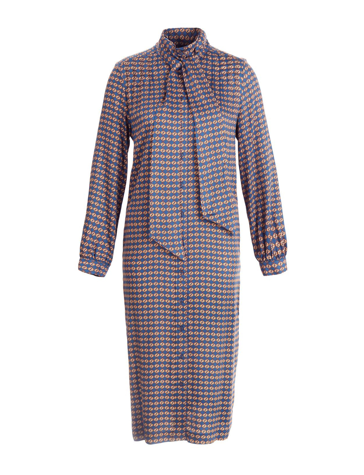 Viscose Mock Neck Shirt Dress In Blue - Bleu