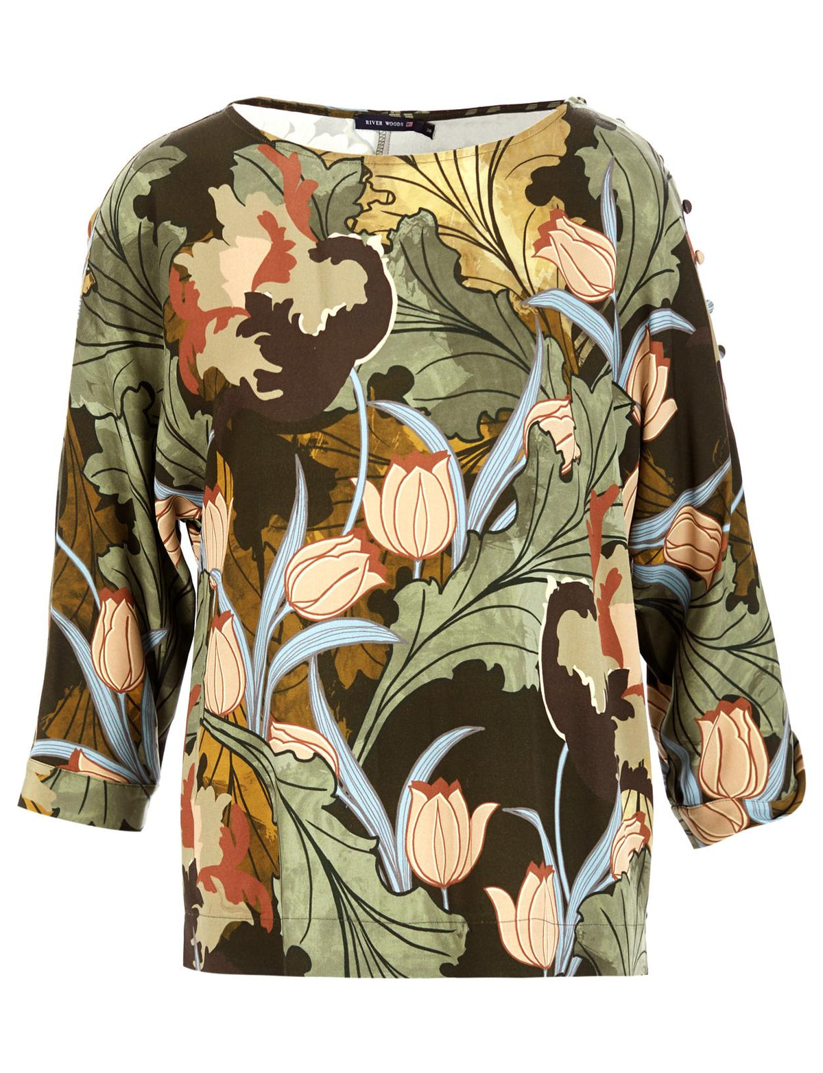 Boat Neck Viscose Shirt In Green - Vert