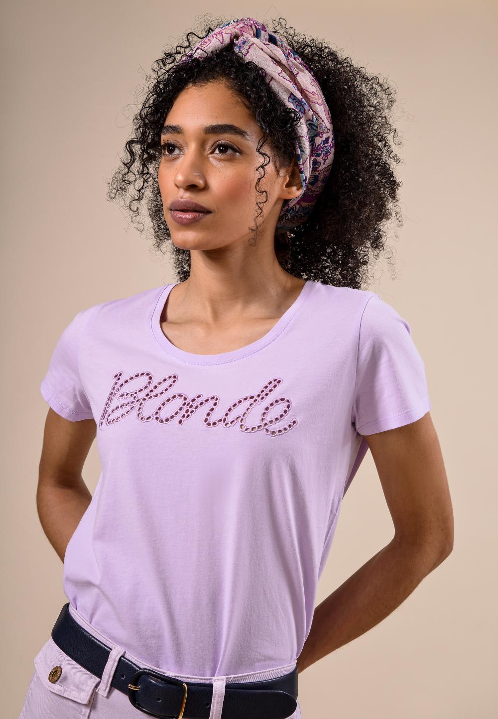 Basic Cotton Round Neck T-Shirt In Purple - Purple