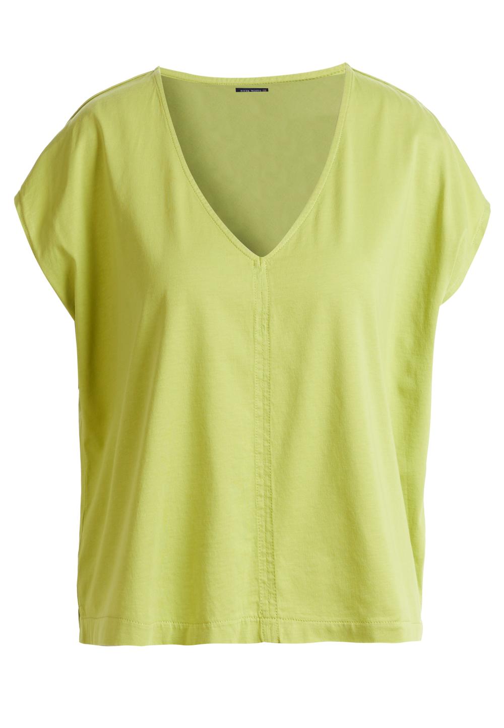 Loose V-Neck T-Shirt In Green - Vert