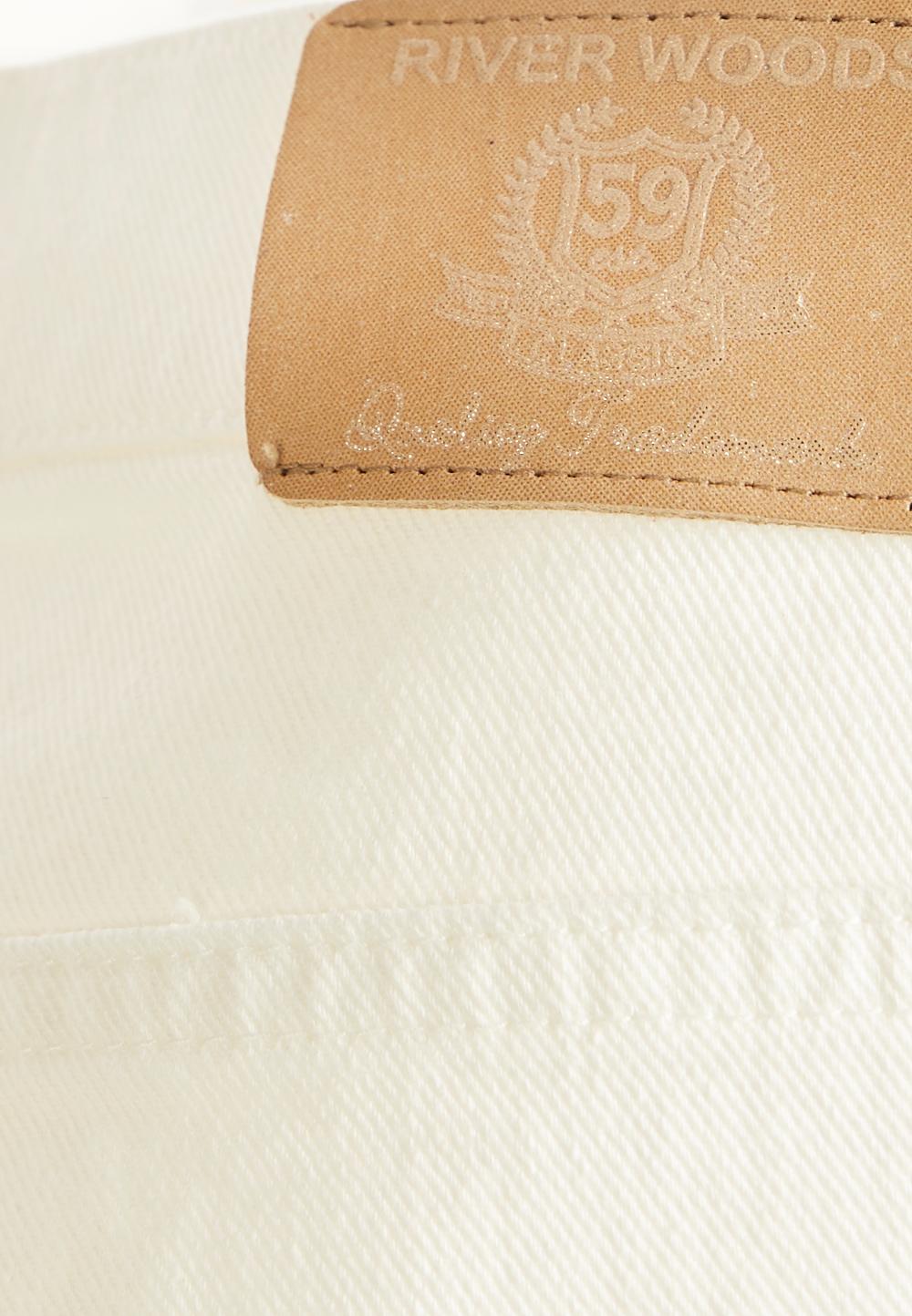 Wide Off White Cotton Pants In White - Blanc