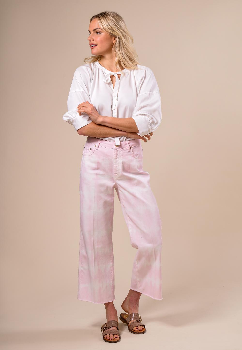 Mid Waist 5 Pocket Pants In Pink - Rose