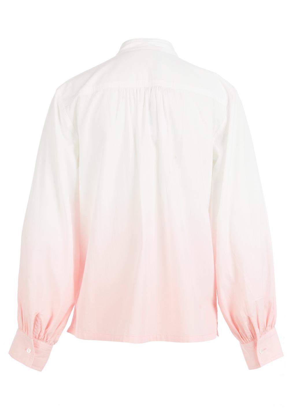 Dip-Dye Balloon Sleeve Shirt In White - Blanc