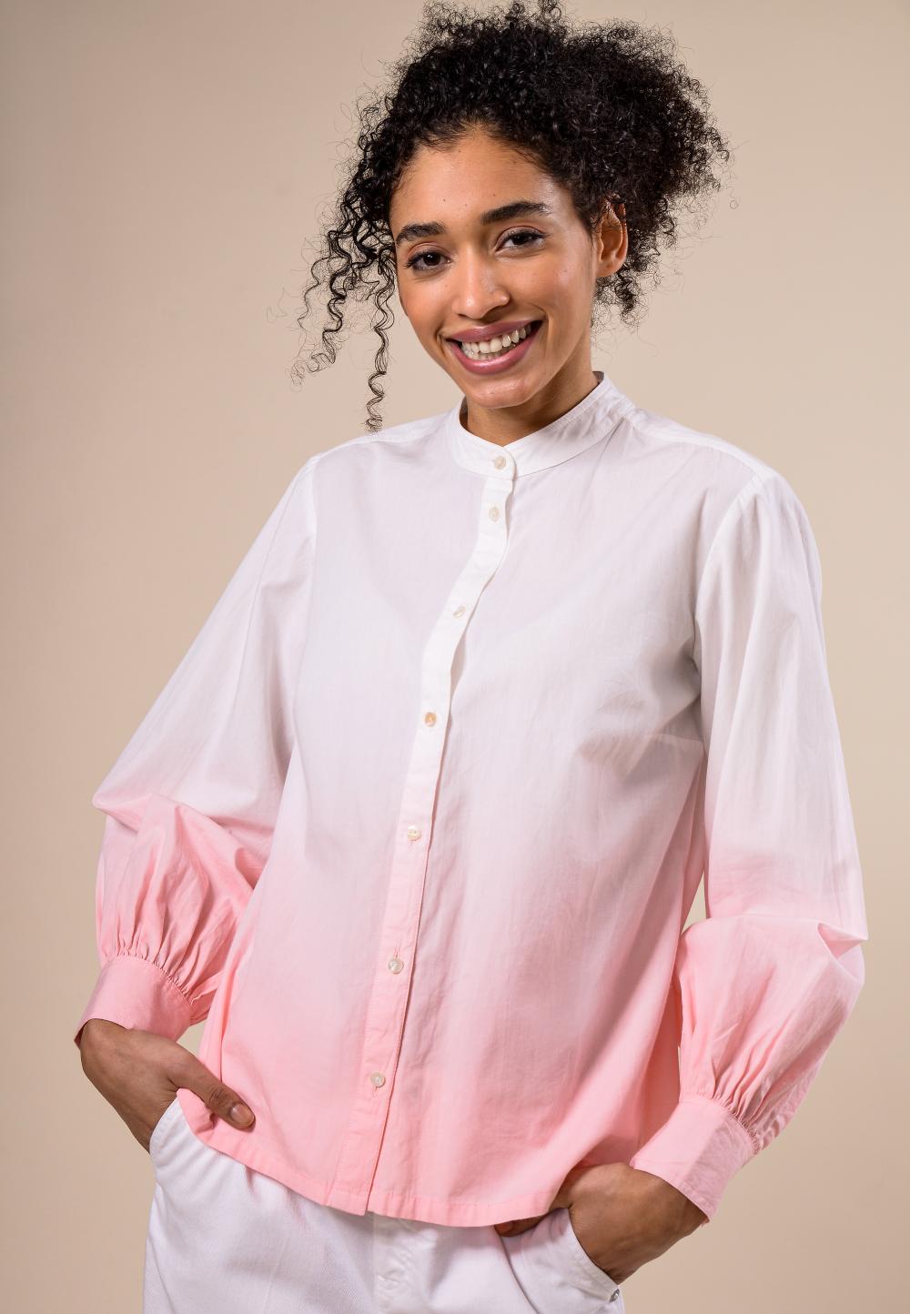 Dip-dye balloon sleeve shirt in White - W