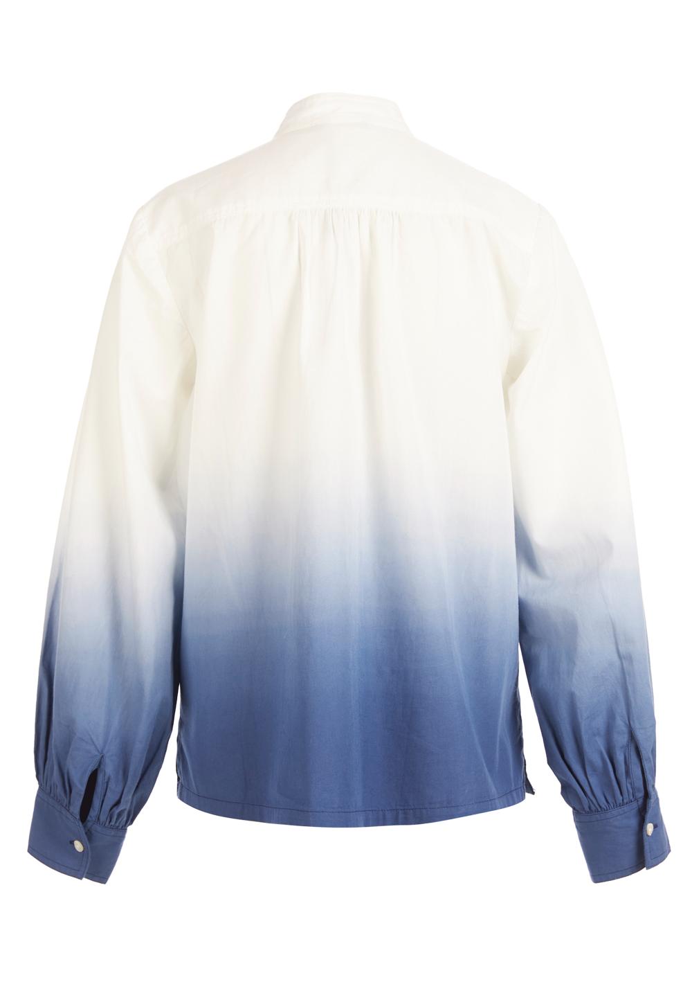Dip-Dye Balloon Sleeve Shirt In White - Blanc