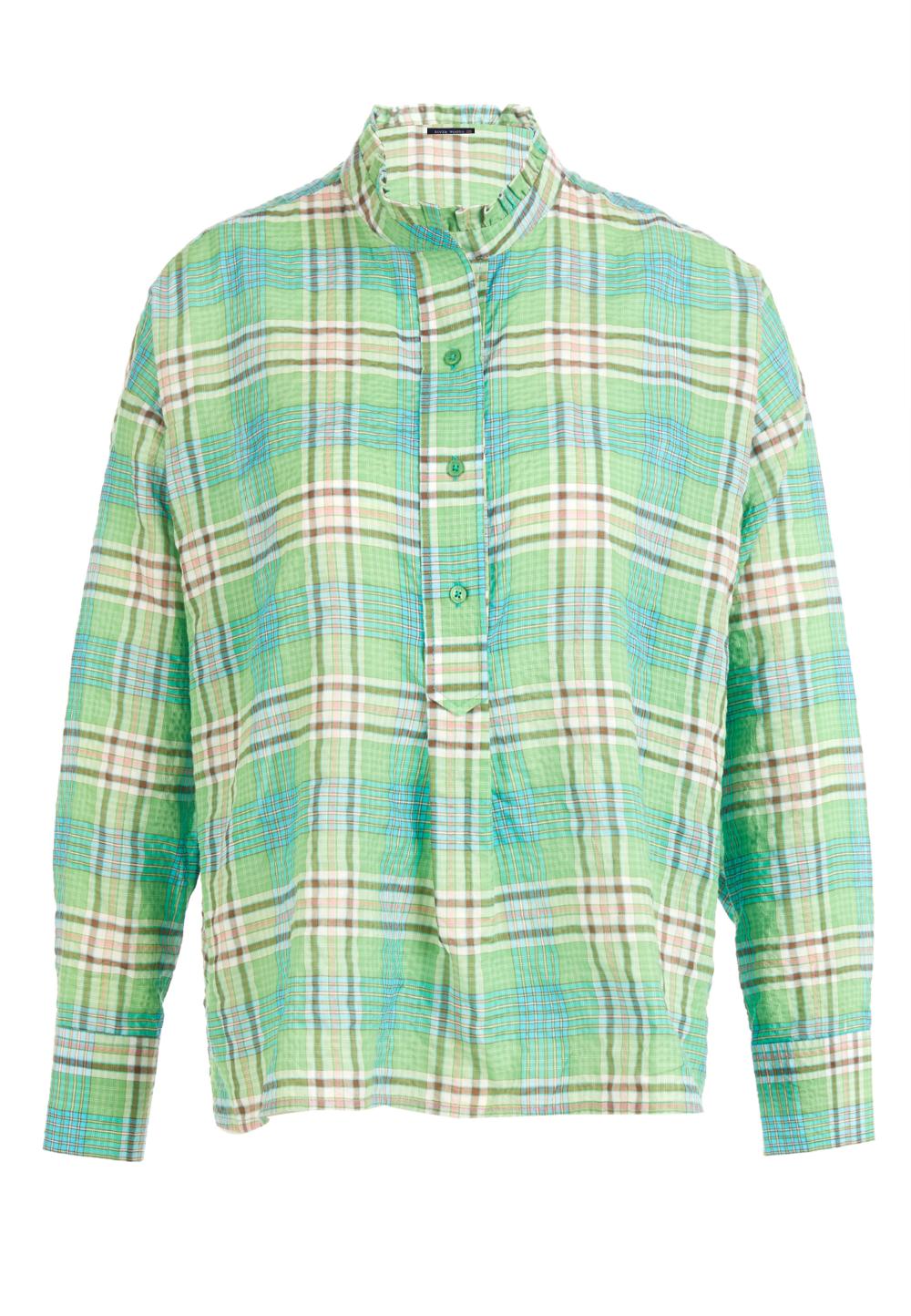 Shirt With Ruffled Collar In Multi - Multi