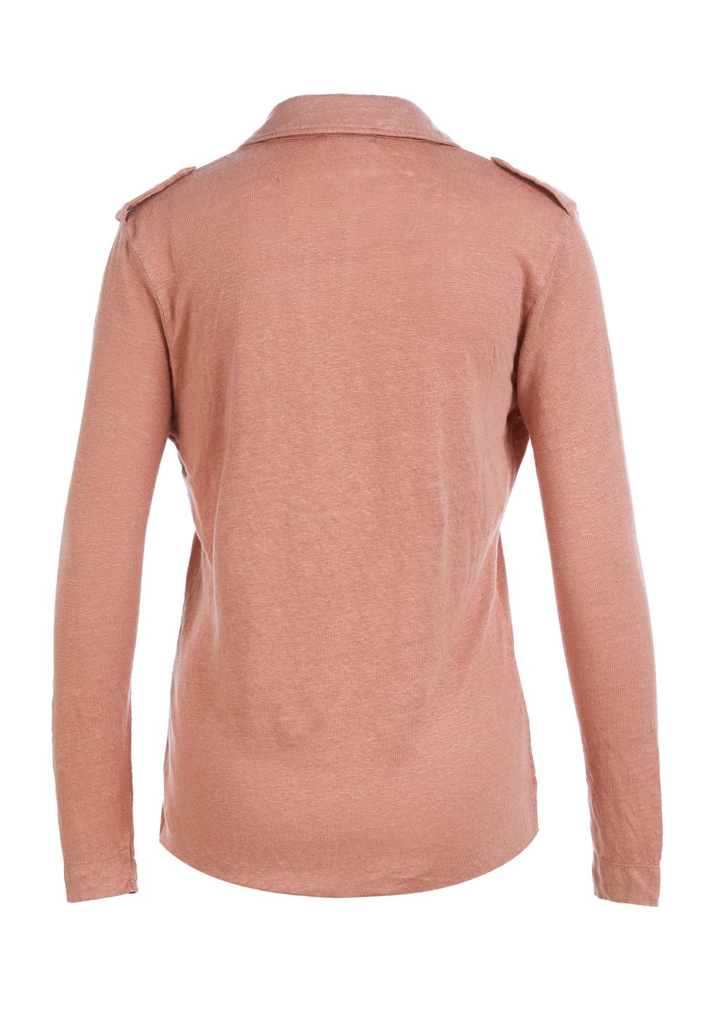 Linen Polo In Pink - Rose