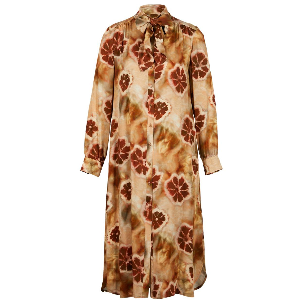 Shirt Dress With Collar Ribbon In Multi - Multi