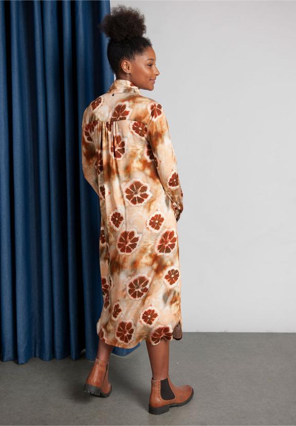 Shirt Dress With Collar Ribbon In Multi - Multi