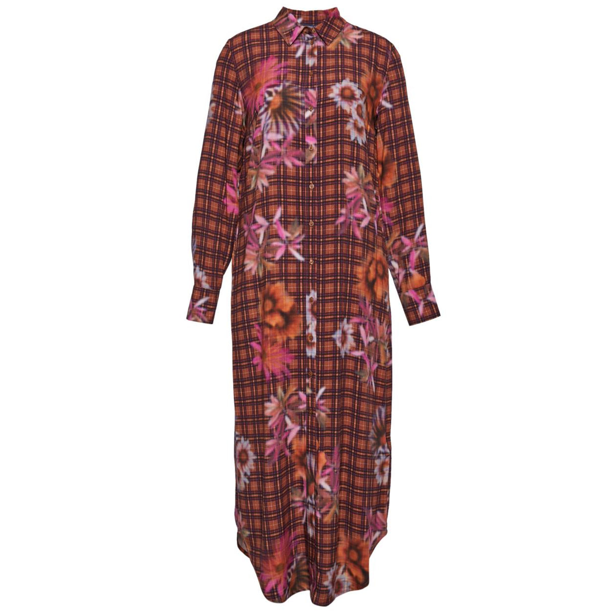 Long Shirt Dress In Brown - Marron