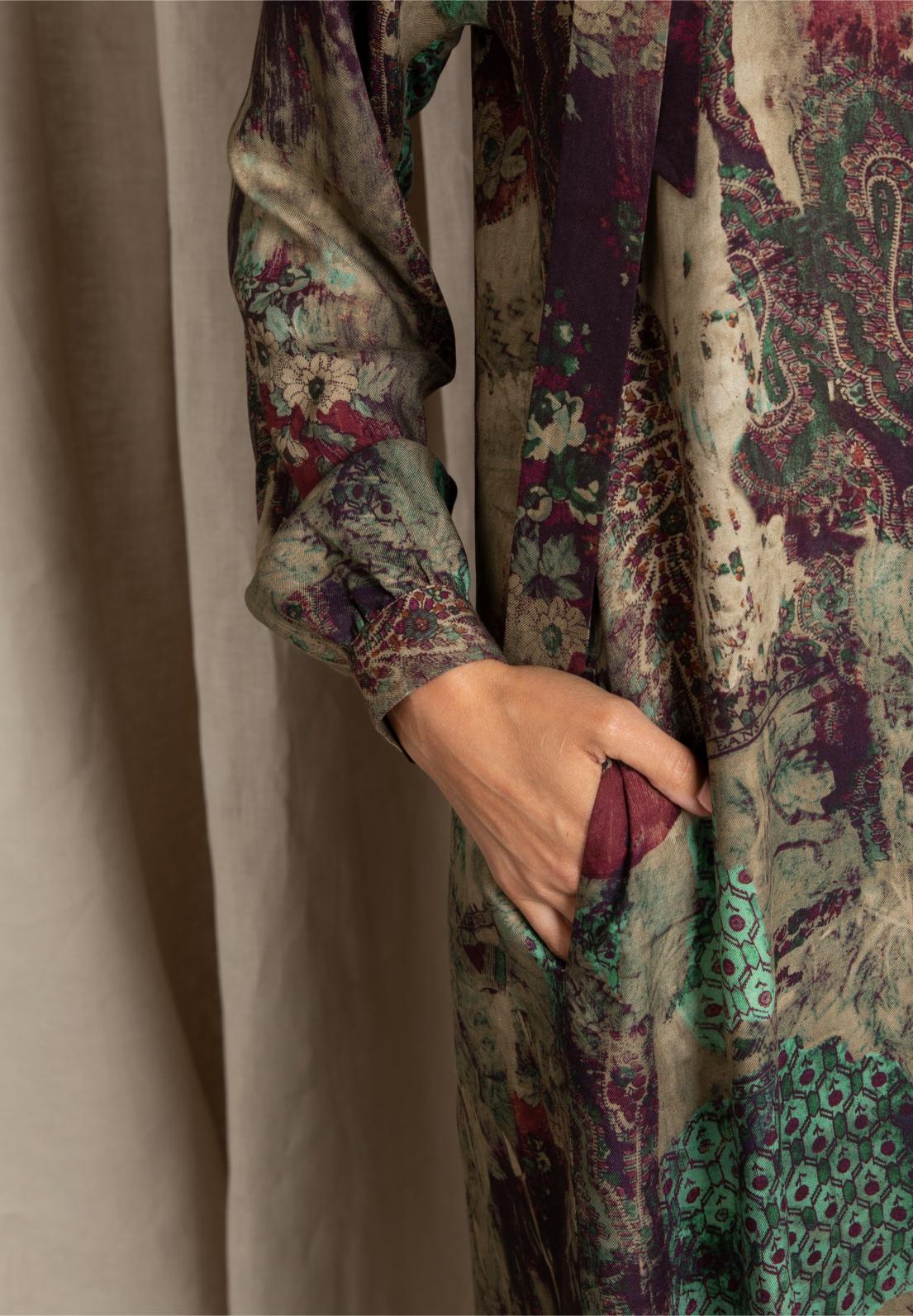 Viscose Midi Dress In Multi - Multi