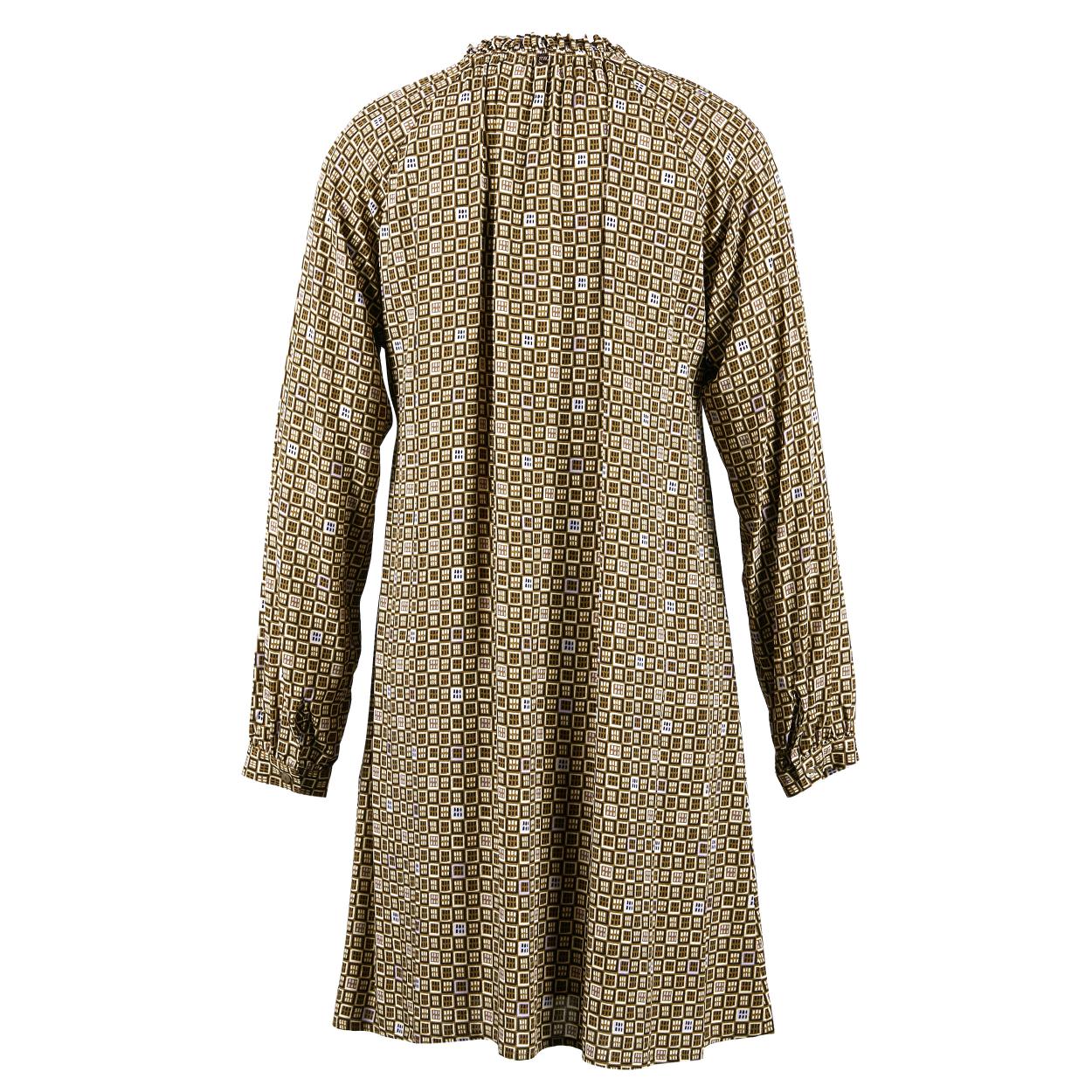 Viscose Dress With Ruffled Collar In Multi - Multi