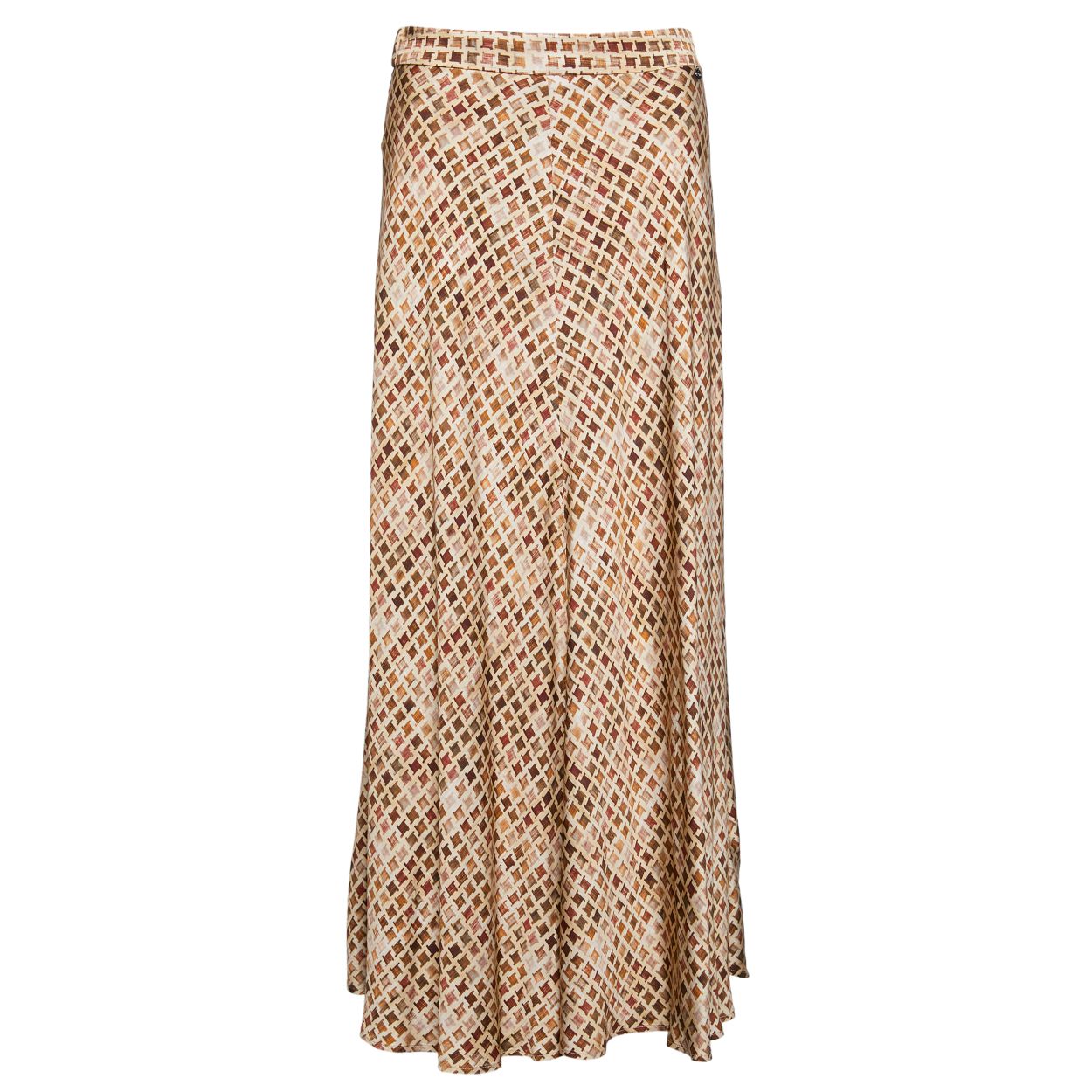 Femme Jupe Longue Évasée De Couleur Marron - W