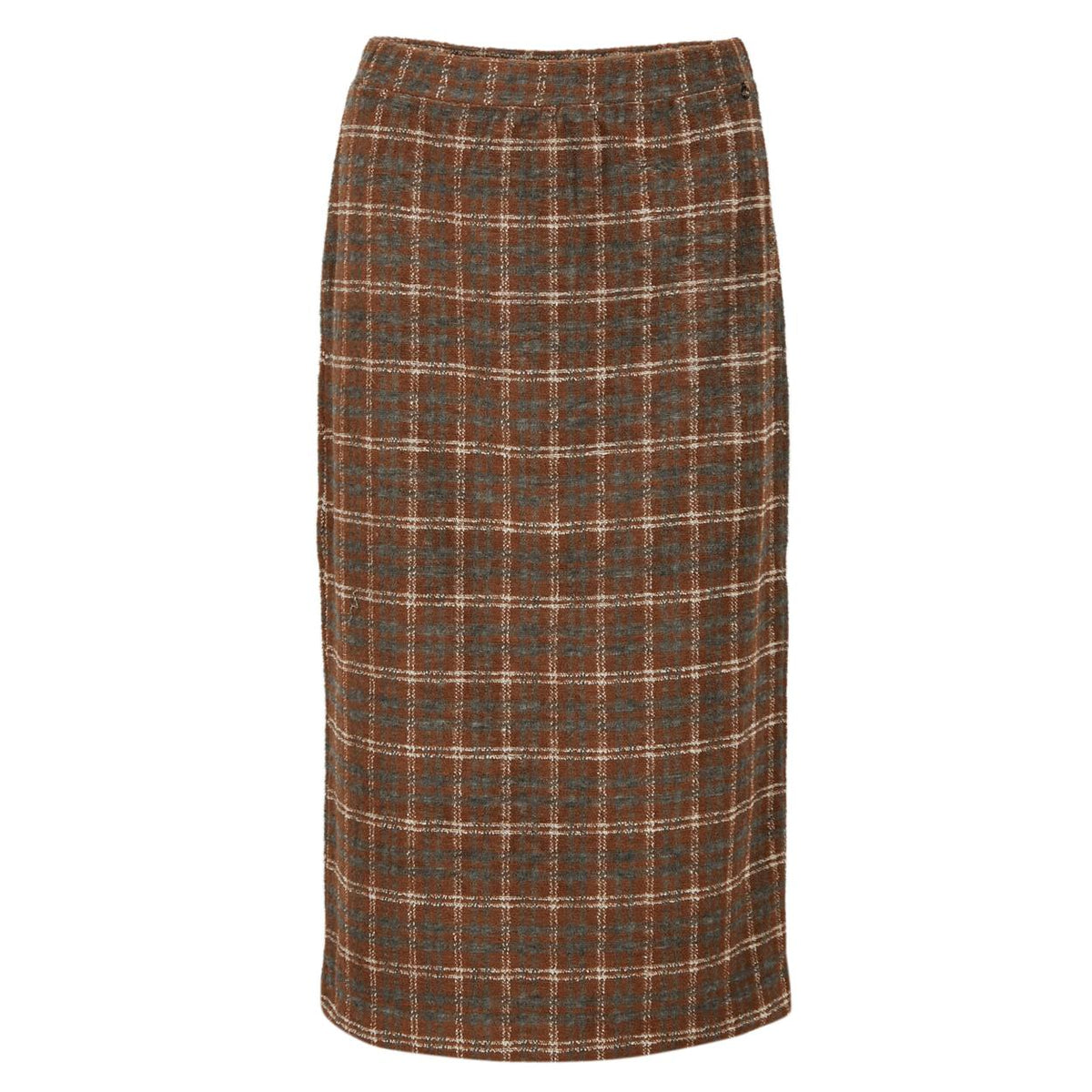 Checkered Midi Skirt In Brown - Marron