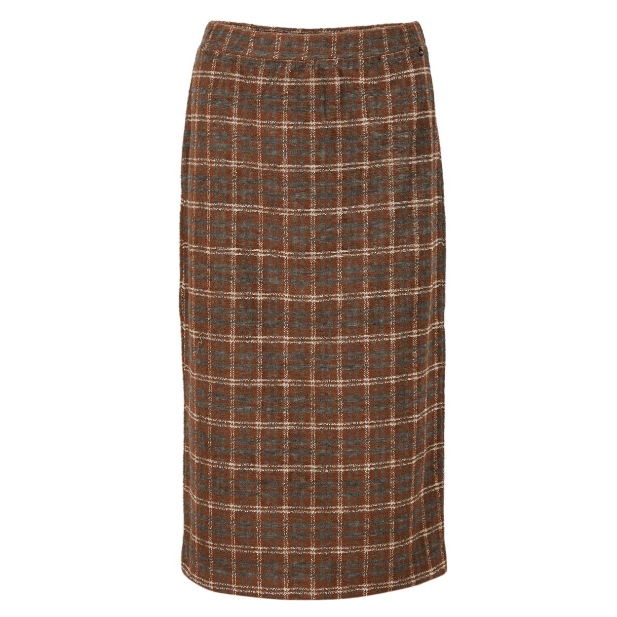 Checkered Midi Skirt In Brown - Marron
