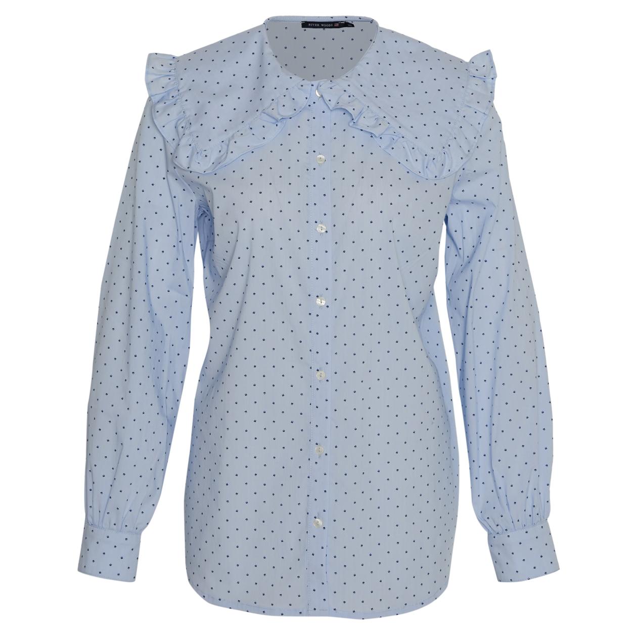Shirt With Large Collar In Blue - Bleu