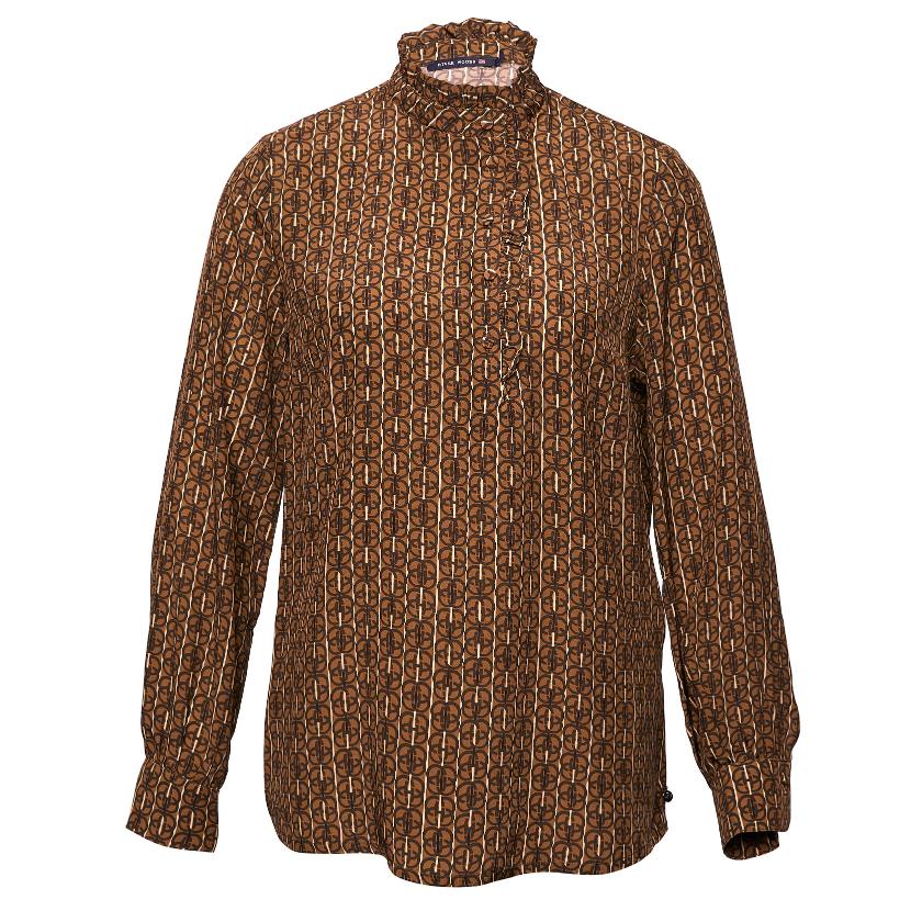 Slipover Shirt With Ruffles In Brown - Marron